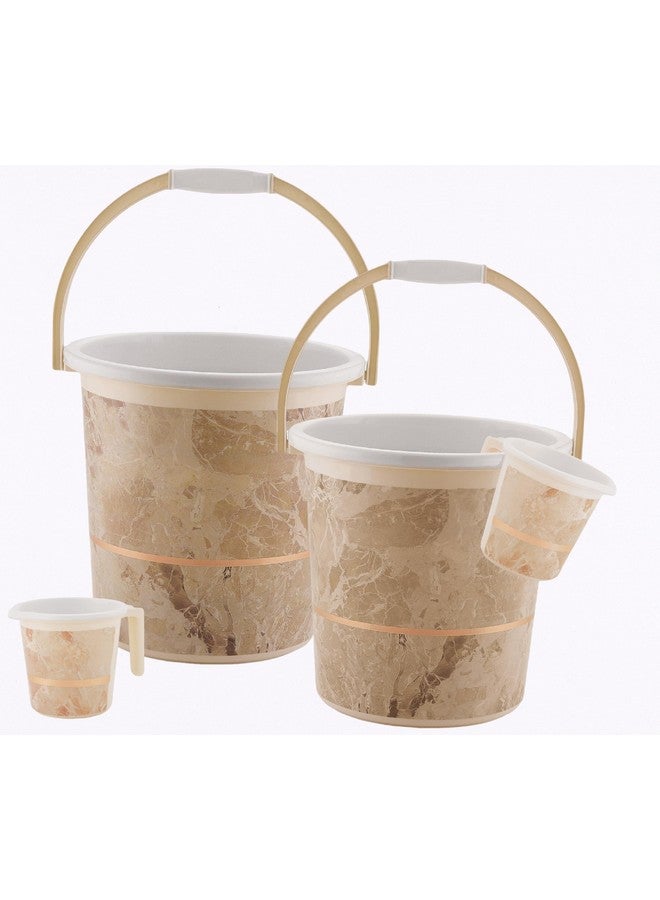 Nabhya 4 pcs Bathroom Accessories Set Plastic Bath Set Bathroom Bucket 20Ltr and Mug 4 Piece Combo Set for Home, Kitchen & Bathroom (Beige) - Image 1