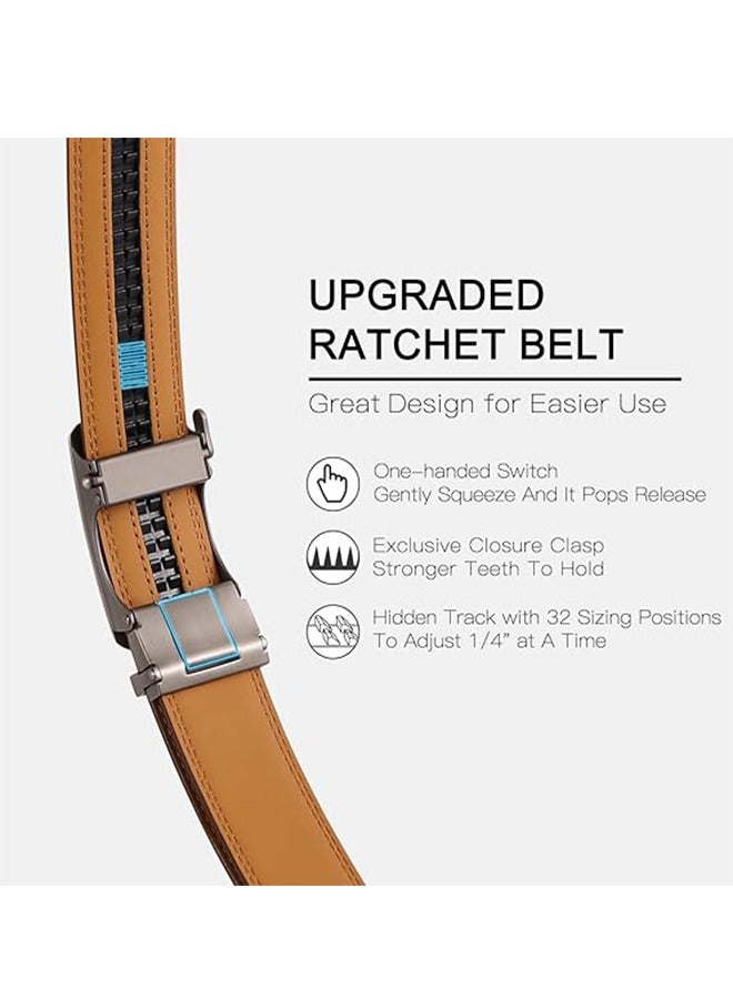 Men's Belt Automatic Ratchet Buckle Sliding Casual Belt 3.5CM Wide Adjustable Trim To Fit (Black) Business Belt - Image 3