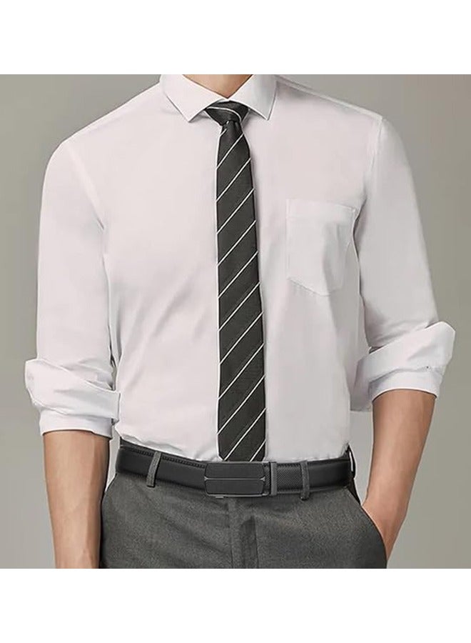 Men's Belt Automatic Ratchet Buckle Sliding Casual Belt 3.5CM Wide Adjustable Trim To Fit (Black) Business Belt - Image 4