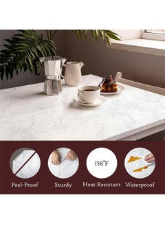 Sharpdo White Wallpaper White Peel and Stick Wallpaper Marble Counter Top Stick on Wallpaper Backsplash Self Adhesive Wallpaper (White Grey Stripe, 3m×60cm)  - Image 5