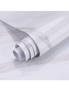 Sharpdo White Wallpaper White Peel and Stick Wallpaper Marble Counter Top Stick on Wallpaper Backsplash Self Adhesive Wallpaper (White Grey Stripe, 3m×60cm)  - Image 2