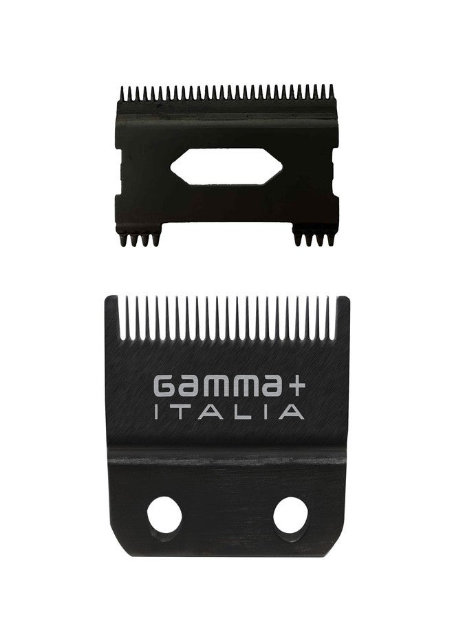 GAMMA+ Replacement Fixed Black Diamond Carbon DLC Fade Hair Clipper Blade with Shallow Tooth 2.0 Cutter Set - Image 1
