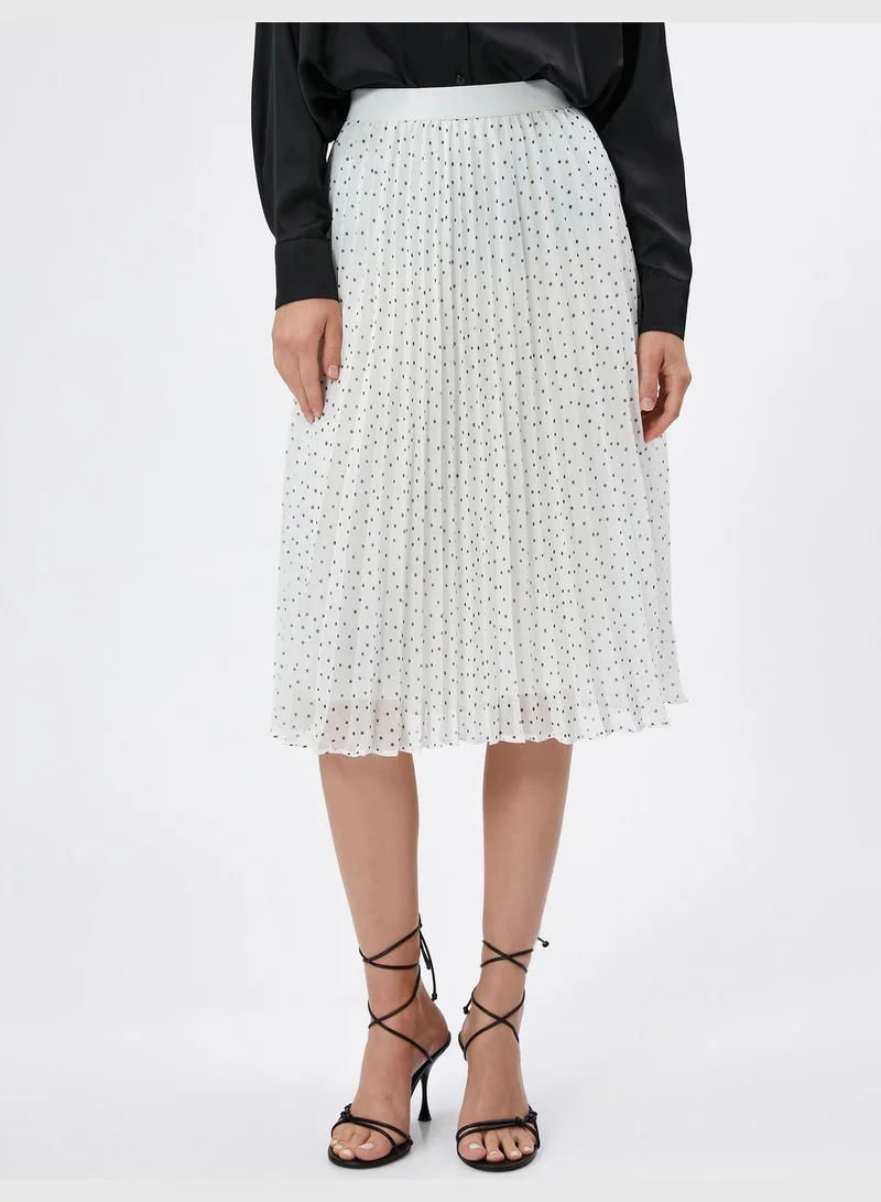 كوتون Polka Dotted Chiffon Midi Pleated Skirt