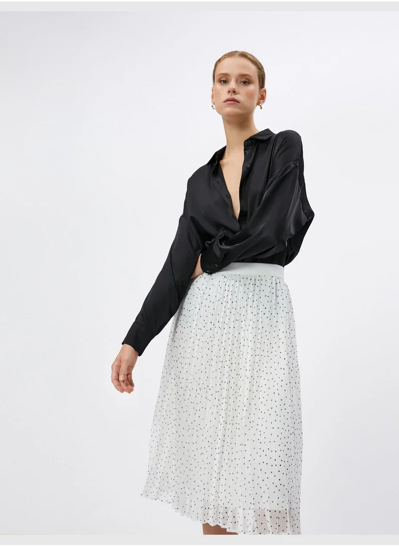 كوتون Polka Dotted Chiffon Midi Pleated Skirt