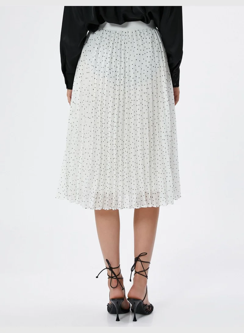 كوتون Polka Dotted Chiffon Midi Pleated Skirt
