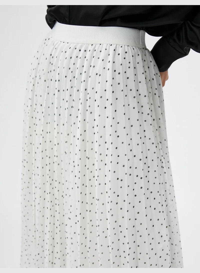 كوتون Polka Dotted Chiffon Midi Pleated Skirt