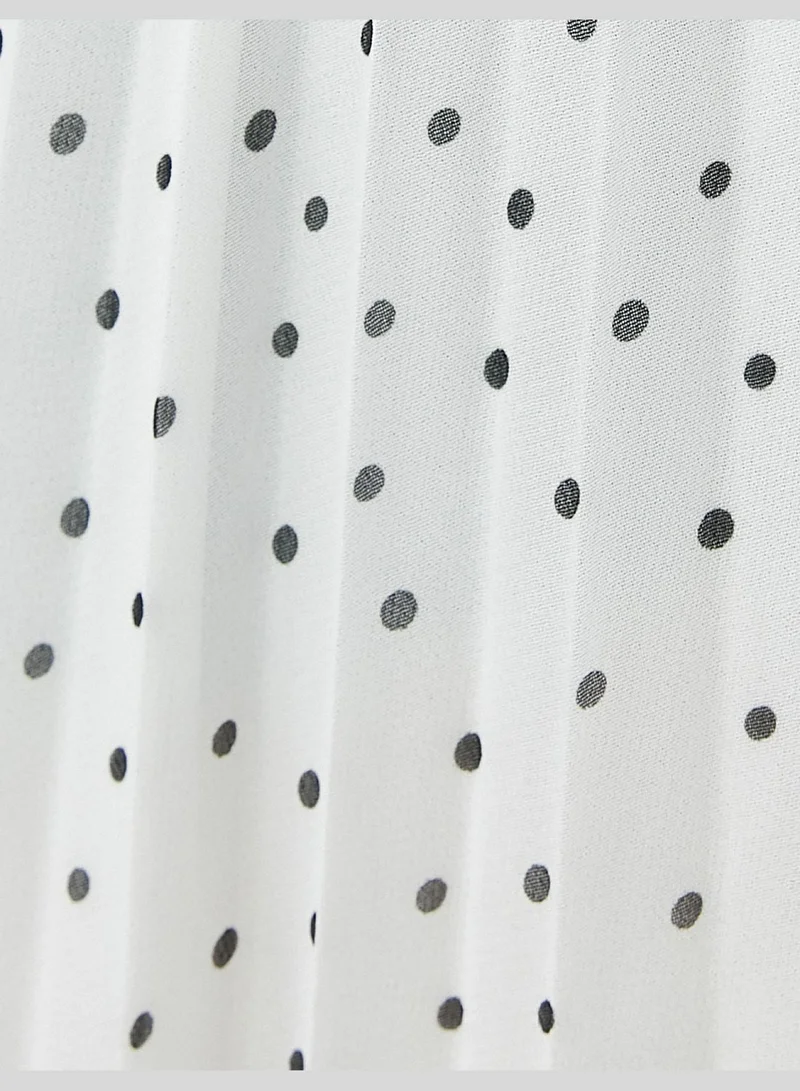كوتون Polka Dotted Chiffon Midi Pleated Skirt