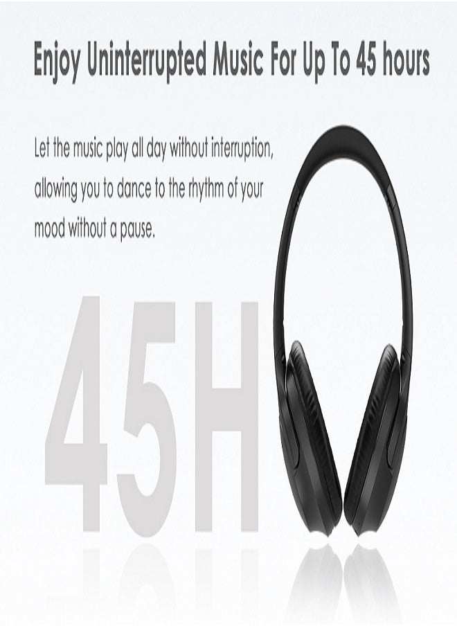 iOsuite Focus 8 Bluetooth Headphones Over Ear,45H Playtime Bluetooth 5.3 Wireless Headphones 3 EQ Modes,Built-in HD Mic,HiFi Stereo Sound,Deep Bass,Memory Foam Ear Cups for Phone/PC&Travel/Gym/Workout (Navy Blue)  - Image 4