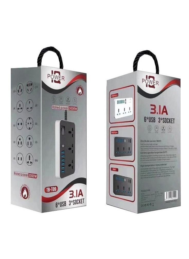 تمديد مقبس الطاقة TB-T09 مع 6 منافذ USB