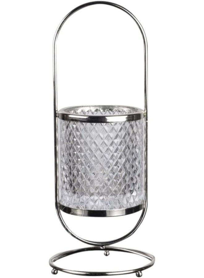 ZEYVE Yakut Glass Cutlery Rack | Spoon Holder Stand | Silver 32X15Cm - Image 1