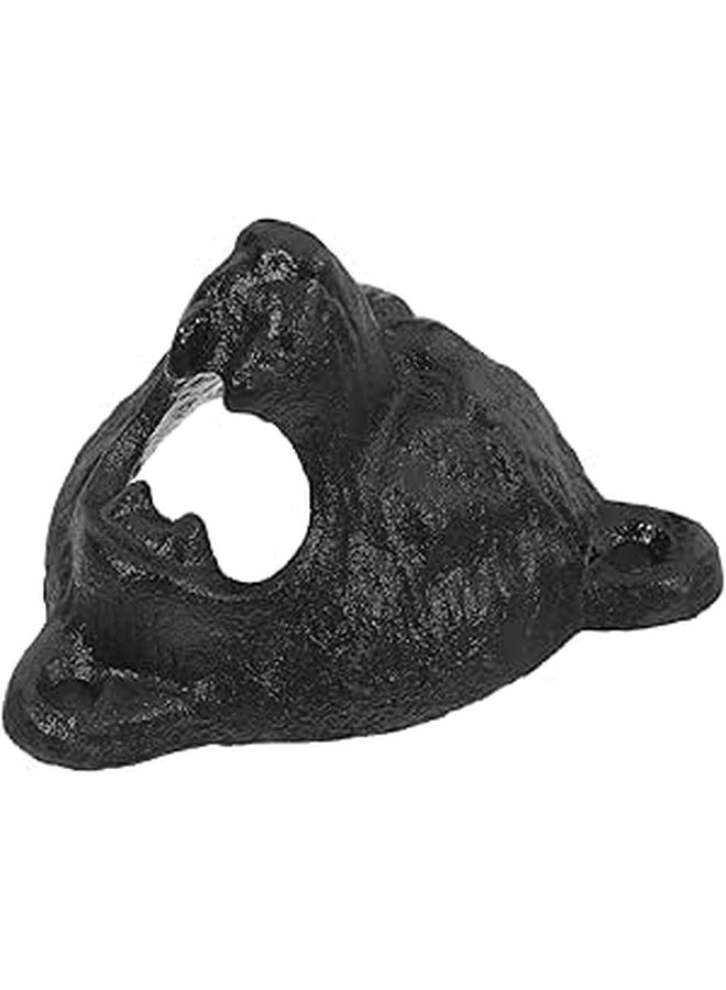 Bear Head Wall Mounted Cast Iron Beer Cap Opener Black Rustic Outdoor Bar Kitchen Accessory - Image 1