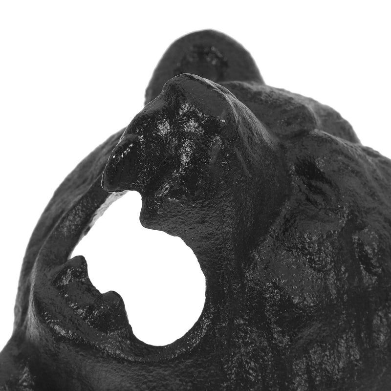 Bear Head Wall Mounted Cast Iron Beer Cap Opener Black Rustic Outdoor Bar Kitchen Accessory - Image 4