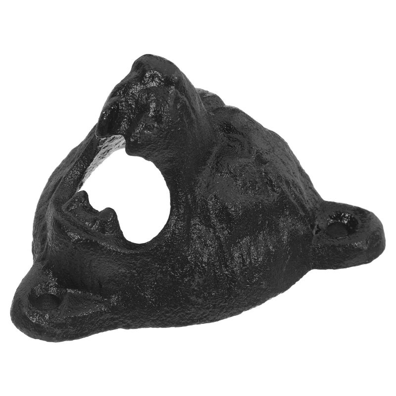 Bear Head Wall Mounted Cast Iron Beer Cap Opener Black Rustic Outdoor Bar Kitchen Accessory - Image 2