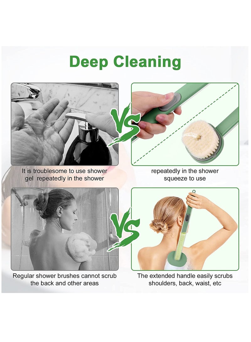 Long Handle Bath Brush with Soap Dispenser - Exfoliating Back Brush for Shower, Convenient Body Wash Storage, Ideal for Deep Cleaning and Relaxation. - Image 3