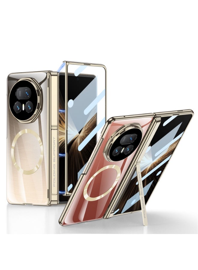 general Magnetic Case for Honor Magic V5 5G, Clear Case [Built-in Screen Protector] [Support Wireless Charging] Camera Hinge Protection Shockproof Cover with Folding Stand - Image 1