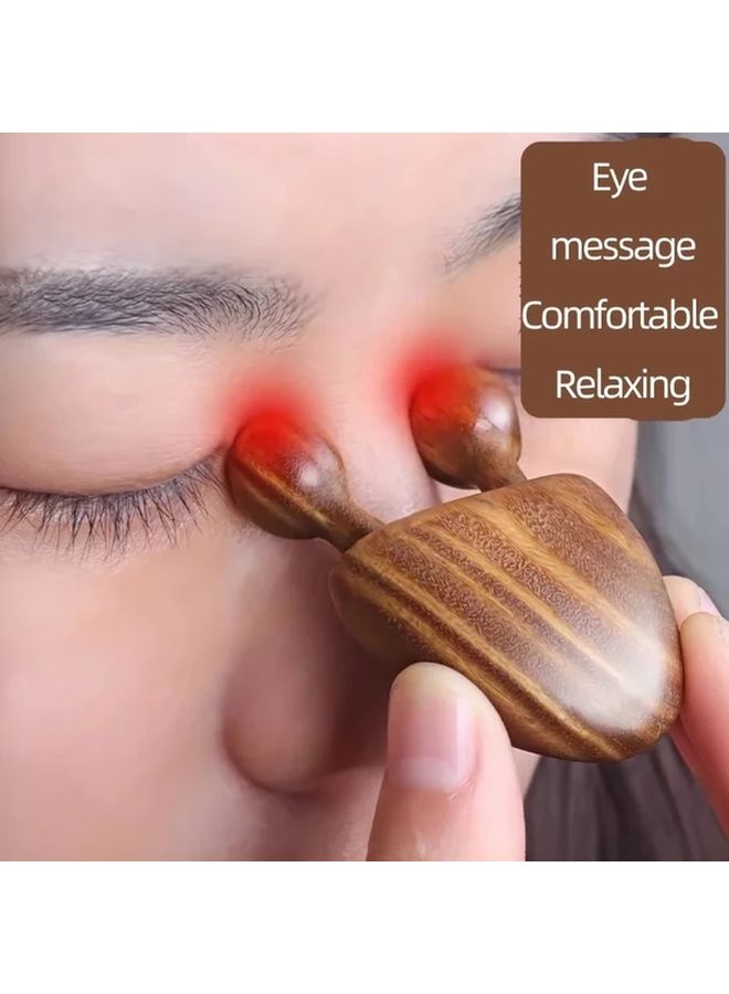 1 قطعة مساج وجهي من خشب الصندل الطبيعي لجناح الأنف وضغط الوجه الكامل - Image 5
