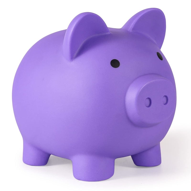 PJDRLLC Piggy Bank Unbreakable Plastic Money Bank Coin Bank for Girls and Boys Medium Size Piggy Banks Practical Gifts for Birthday Easter Christmas Purple - Image 2
