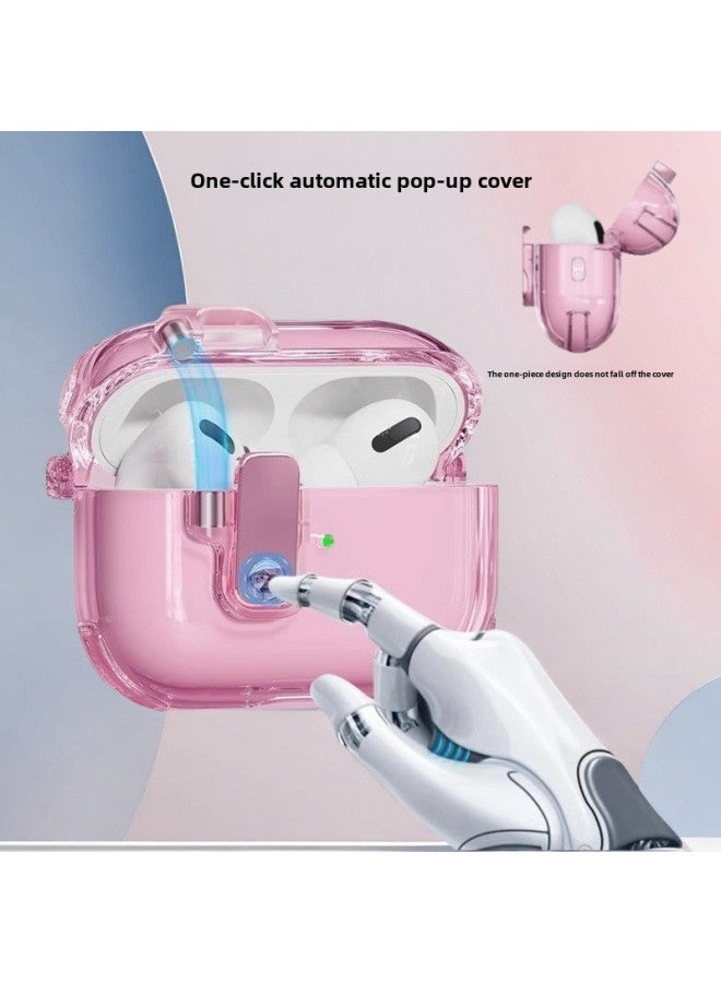 Suitable For Airpodspro2 Bluetooth Earphone Case Apple Second Generation With Switch Lock Case Airpods4 Protective Case-Color:Transparent Powder-Applicable Models:Airpods Pro  - Image 2