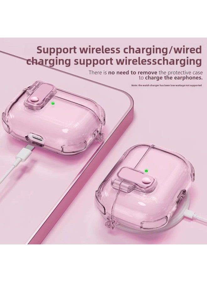 Suitable For Airpodspro2 Bluetooth Earphone Case Apple Second Generation With Switch Lock Case Airpods4 Protective Case-Color:Transparent Powder-Applicable Models:Airpods Pro  - Image 3