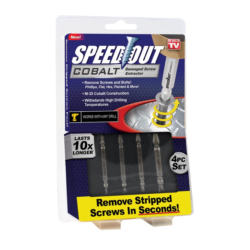 Ontel SpeedOut Cobalt Damaged Screw Extractor Kit 4 Piece Set