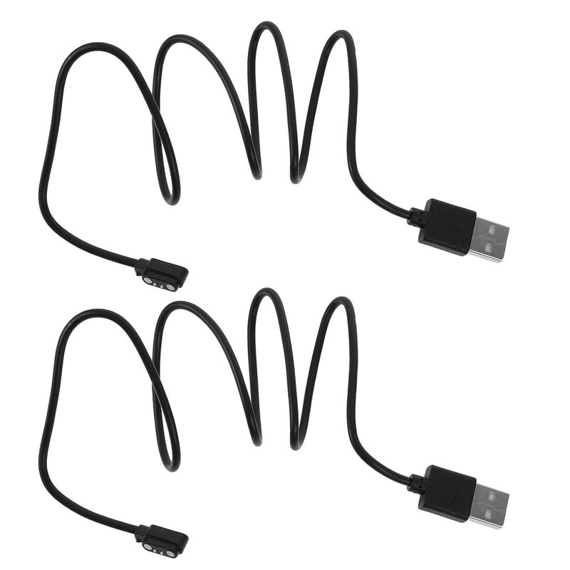 2 قطع من كابل الشحن المغناطيسي للساعات الذكية، محول USB عالمي بقياس 2.5-8 مم، أسود، متوافق مع العديد من طرازات الساعات الذكية، أداة شحن محمولة. - Image 1