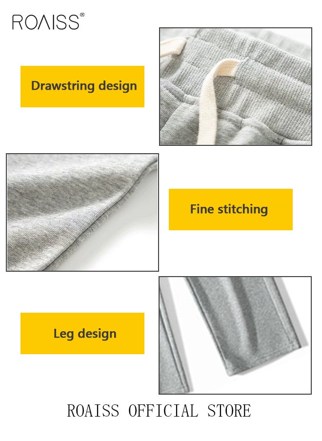 roaiss - Men's Straight-Leg Pants Long Loose Fit Wide-Leg Trousers for Young Students Casual and Trendy with Good Fabric Drape, Solid Color Sweatpants - Image 1