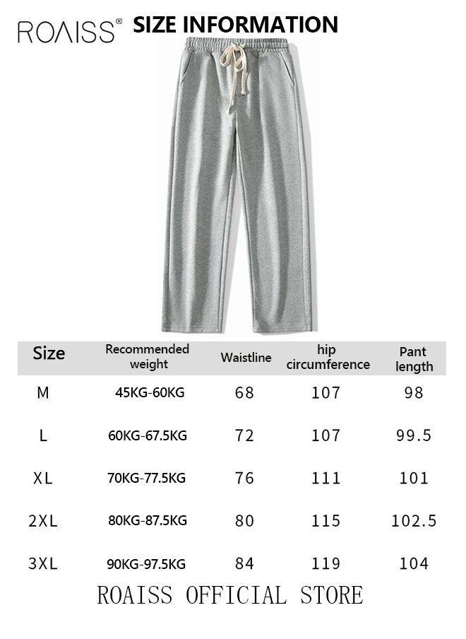 roaiss - Men's Straight-Leg Pants Long Loose Fit Wide-Leg Trousers for Young Students Casual and Trendy with Good Fabric Drape, Solid Color Sweatpants - Image 1