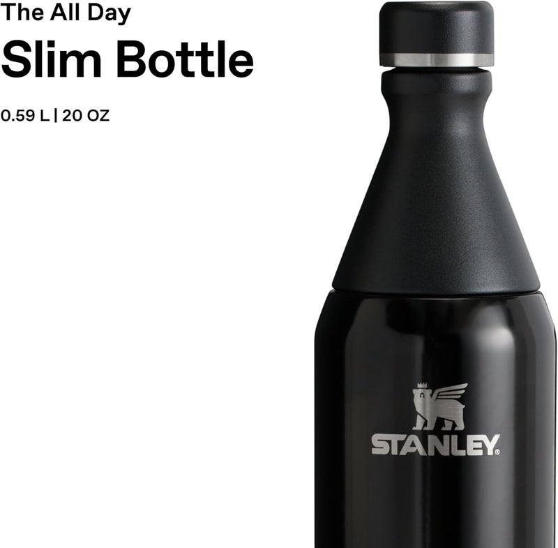 Stanley The All Day Slim Water Bottle 0.6L - Leakproof, Dishwasher Safe, Black - Image 3