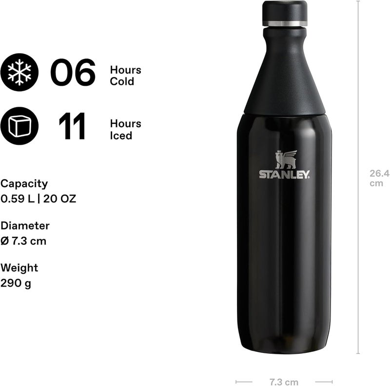 Stanley The All Day Slim Water Bottle 0.6L - Leakproof, Dishwasher Safe, Black - Image 2