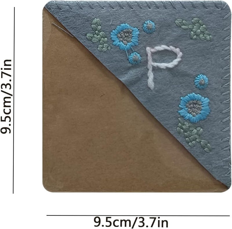 cheekyglo Personalized Hand Embroidered Corner Bookmark, Cute Flower Letter Embroidery Bookmarks, Felt Triangle Page Corner Handmade Bookmark, Felt Triangle Bookmark, Bookmarks for Book Lovers - Image 5