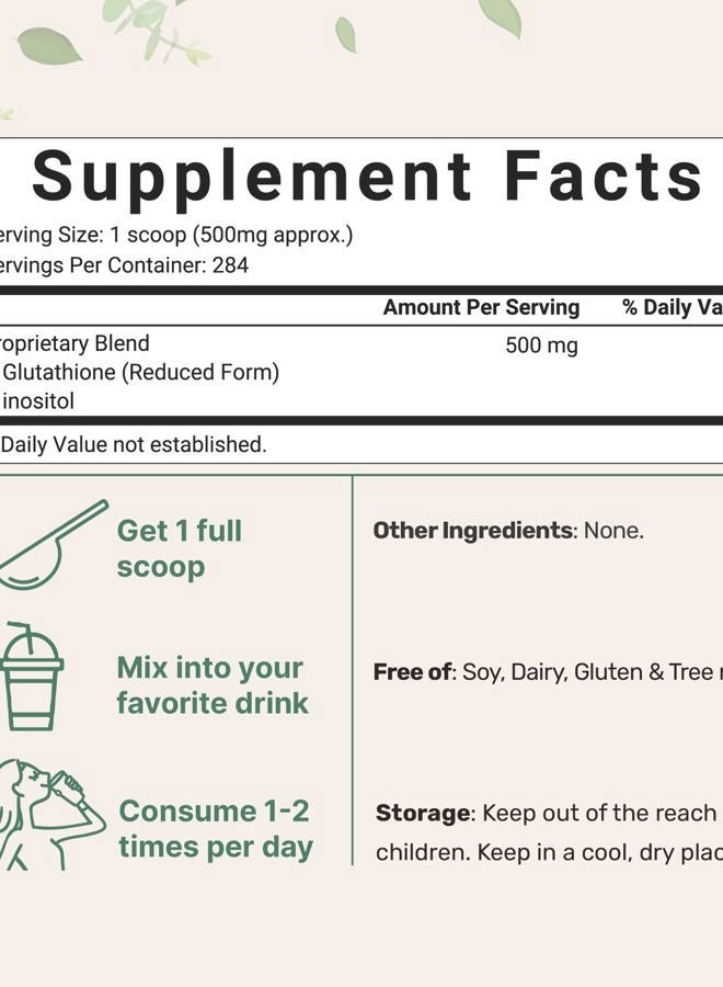 Micro Ingredients مكمل الجلوتاثيون، مسحوق الجلوتاثيون النقي المخفف مع الإينوزيتول، 5 أونصات (إمدادات لمدة 9 أشهر)، تركيبة 2 في 1، مكونات قوية لمضادات الأكسدة، تدعم وظائف الكبد، نباتي - Image 2