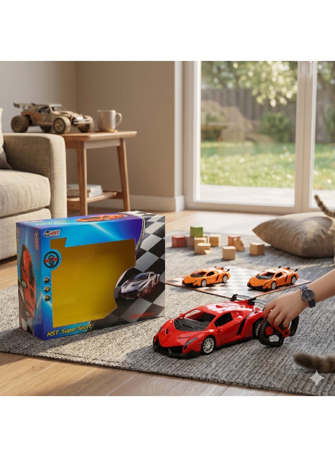 HST Super Sports Car 1:18 Remote Control – 4-Way Racing Car with Opening Doors RED - Image 4