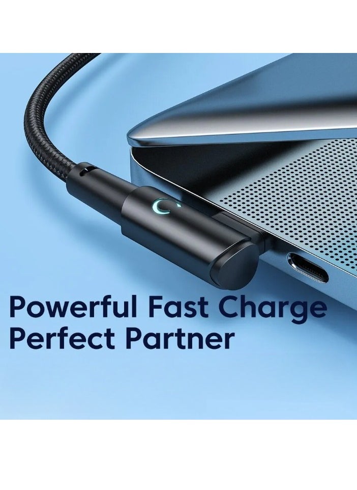 toocki كابل شحن USB C، كابل شحن سريع 5 أمبير من USB C إلى USB C بزاوية 90 درجة، سلك كابل شحن بيانات محمول ومرن لمعظم الهواتف المحمولة، (60 وات، 0.25 متر أسود)  - Image 5