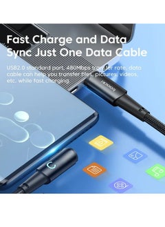 toocki USB C Charging Cable, 5A Current Fast Charging USB C To USB C Cable With 90 Degree Angle, Portable And Flexible Charging Data Cable Wire For For Most Of The Mobile Phones, (60W, 0.25m Black)  - Image 2