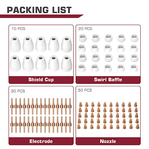 ARCCAPTAIN 110PCS PT31 Plasma Cutting Consumables Fit CUT-45 CUT-50 CT-312 MIG205 MP with Plasma Cutter Torch PT-31 JG-40 LG-40 - Image 2
