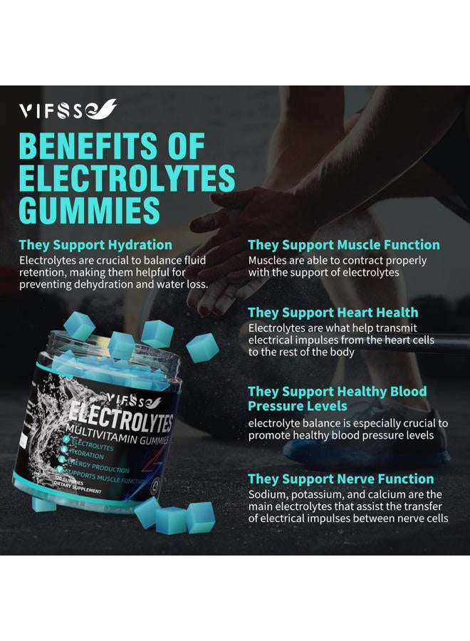VIFSSG Electrolytes Gummies No Sugar, 120 Chewable Electrolyte Gummies with 6 Electrolytes for Runners and Endurance Sports, Refreshing Blue Raspberry, Hydration Electrolyte Chews, 1 Pack - Image 4