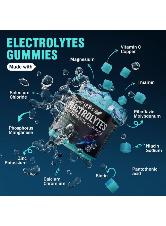 VIFSSG Electrolytes Gummies No Sugar, 120 Chewable Electrolyte Gummies with 6 Electrolytes for Runners and Endurance Sports, Refreshing Blue Raspberry, Hydration Electrolyte Chews, 1 Pack - Image 2