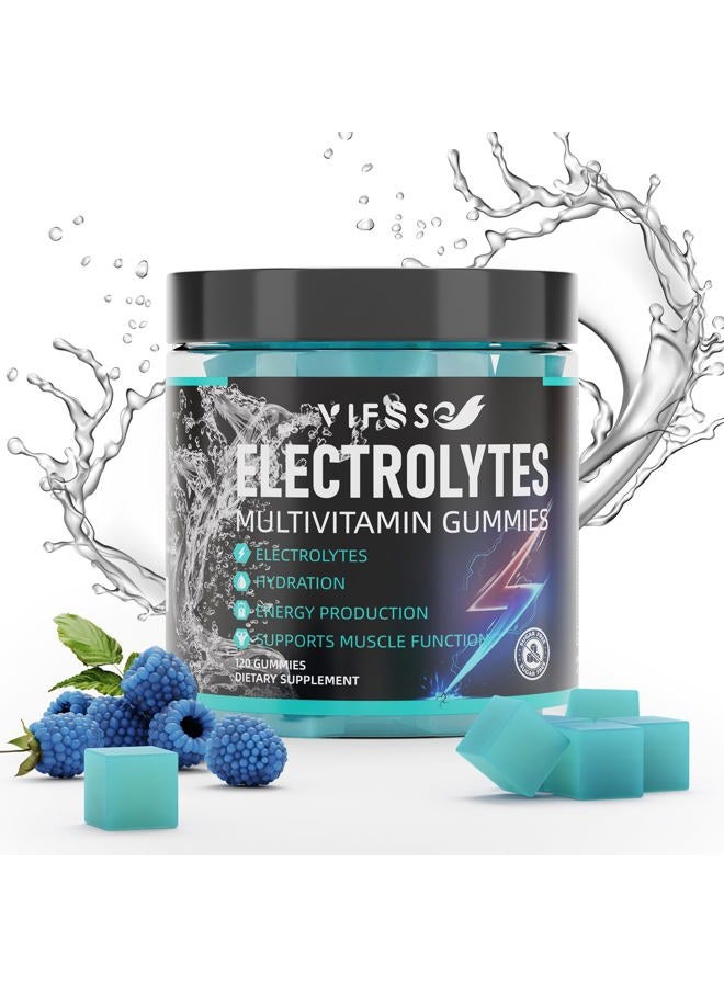 VIFSSG Electrolytes Gummies No Sugar, 120 Chewable Electrolyte Gummies with 6 Electrolytes for Runners and Endurance Sports, Refreshing Blue Raspberry, Hydration Electrolyte Chews, 1 Pack - Image 1