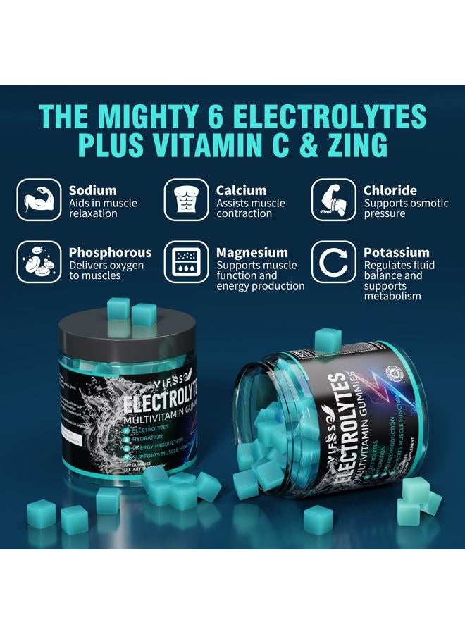VIFSSG Electrolytes Gummies No Sugar, 120 Chewable Electrolyte Gummies with 6 Electrolytes for Runners and Endurance Sports, Refreshing Blue Raspberry, Hydration Electrolyte Chews, 1 Pack - Image 3