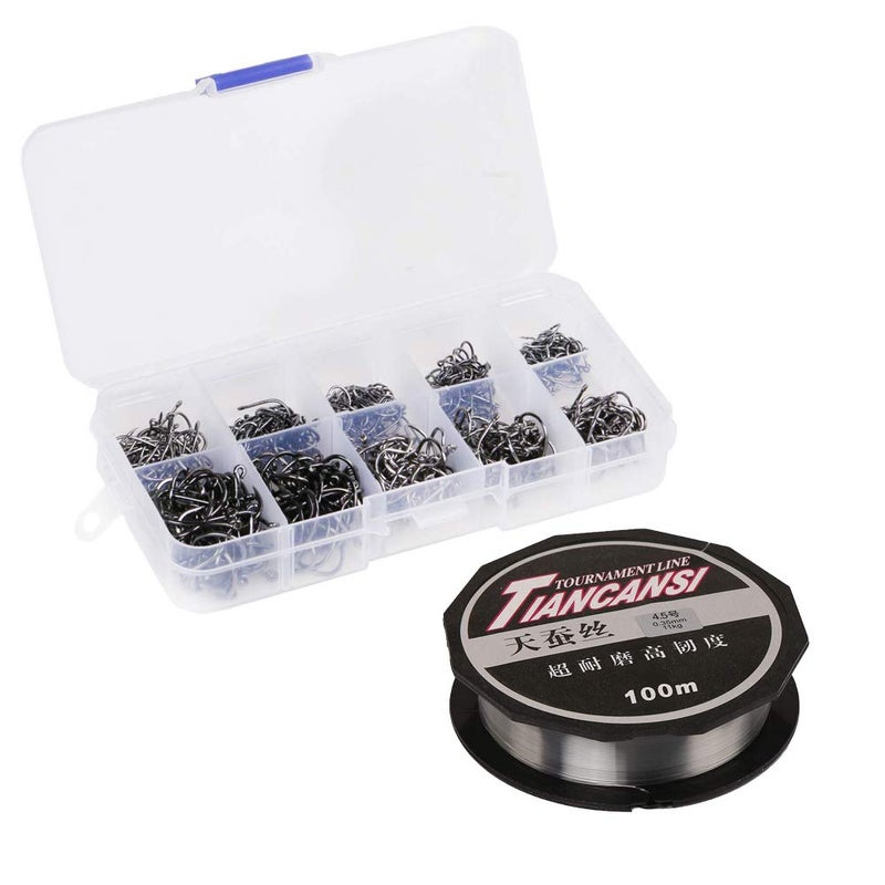 Futurekart Fishing Hooks 3# -12# Carp Single Fish Hook 500pcs and 0 .35mm 100m Super Strong Lure Fishing Thread Fishing Line Combo Set - Image 1