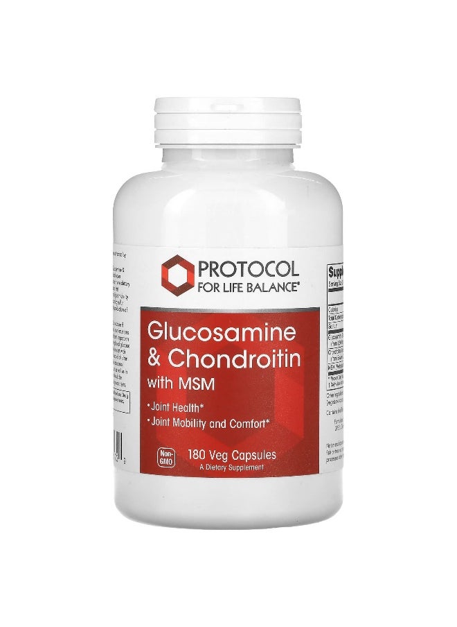 Protocol For Life Balance - Protocol for Life Balance, Glucosamine & Chondroitin with MSM, 180 Veg Capsules - Image 1