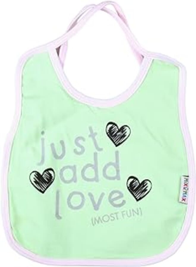 Mix and Max Mix&Max Cotton Bib Printed Hearts For Girls-Mint Green&Rose