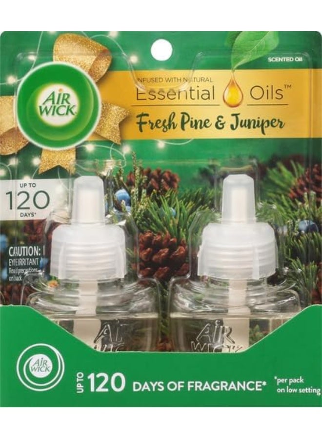 Air Wick Air Wick Plug in Scented Oil 2 Refills, Fresh Pine and Juniper, Fall scent, Fall spray, (2x0.67oz), Essential Oils, Air Freshener, Packaging May Vary - Image 2