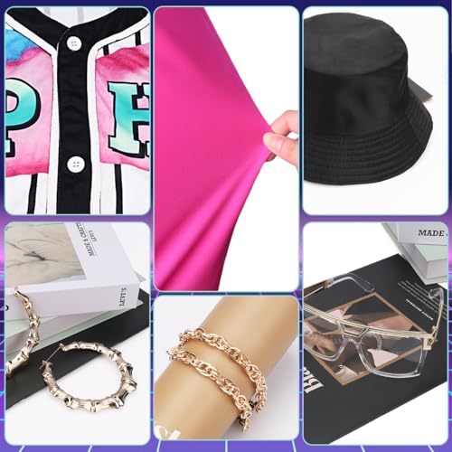 WILDPARTY 80s 90s Outfit for Women, Unisex Hip Hop Costume Baseball Jersey Shirt Yoga Pants Bucket Hat Gold Chain Rapper Accessories - Image 4