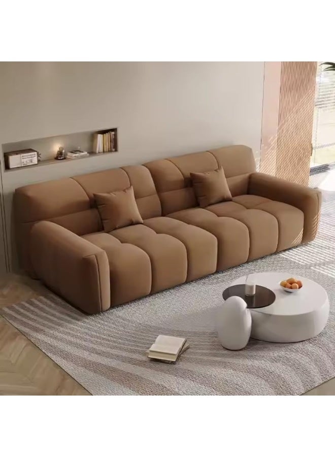 Zayn comforts Comfortable 3-Seater Marshmallow Fabric Sofa for Living Rooms, Offices, and Home Space (Brown) - Image 1