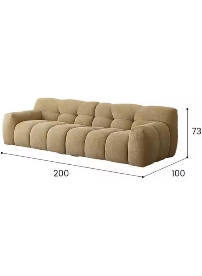 Zayn comforts Comfortable 3-Seater Marshmallow Fabric Sofa for Living Rooms, Offices, and Home Space (Brown) - Image 2