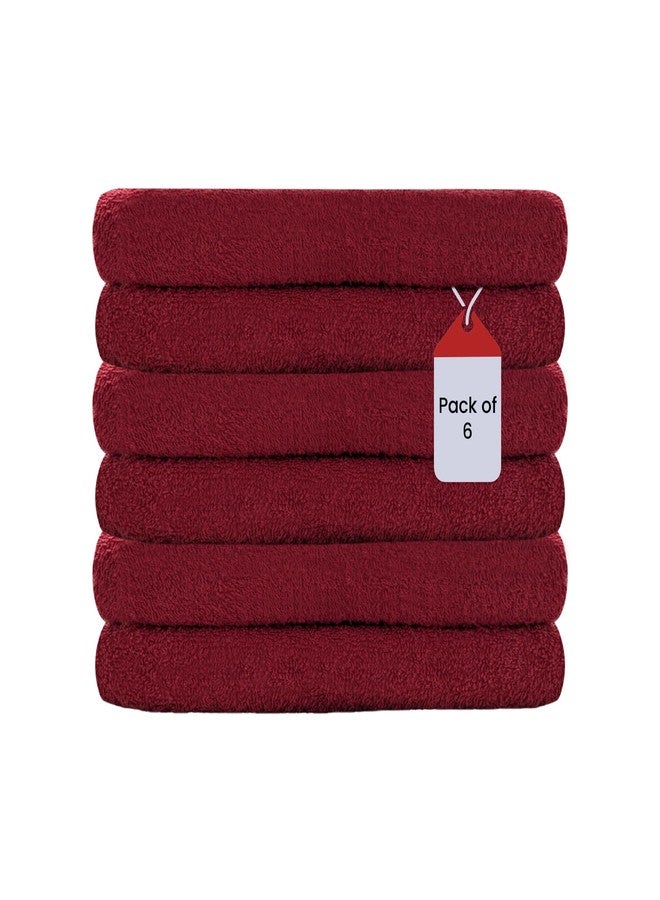 SupremePlus Premium Hand Towels - 16 x 27 Inch, Pack of 6, 100% Ring Spun Cotton - Durable & Highly Absorbent Salon Towels for Spa, Gym, Face, Hotel, Guestroom & Bathroom Use - Red - Image 1