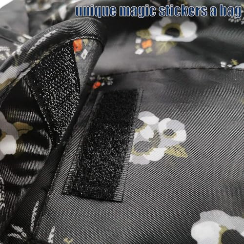 NIRVIK Women’s Portable Waterproof Cosmetic Bag | Lazy Travel Makeup Organizer with Drawstring, Compact & Multi-Pocket Toiletry Bag, Versatile Storage for Makeup & Travel (Black Floral Bag) - Image 4