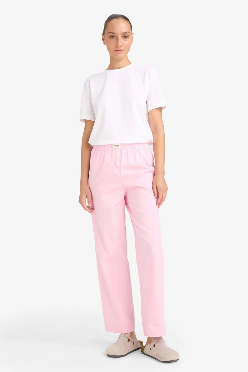 Defacto Fall in Love Regular Fit Long Poplin Pyjamas Bottoms