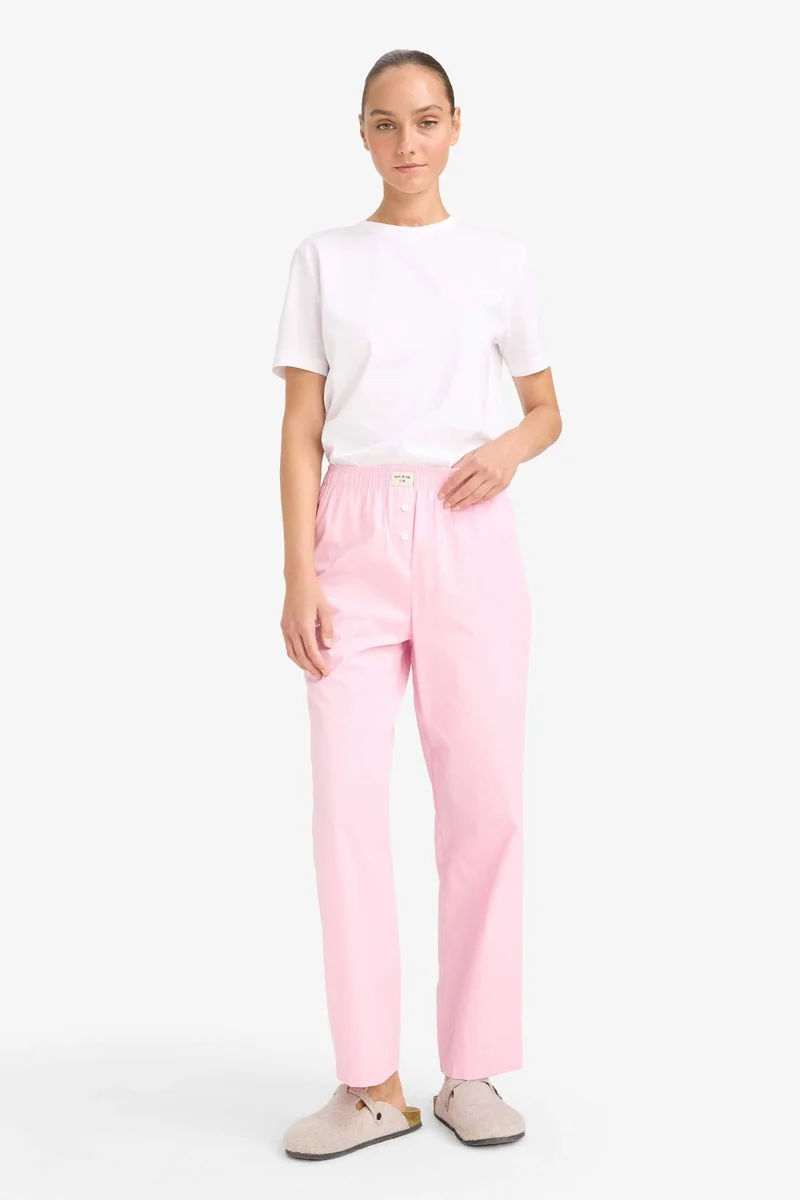 Defacto Fall in Love Regular Fit Long Poplin Pyjamas Bottoms